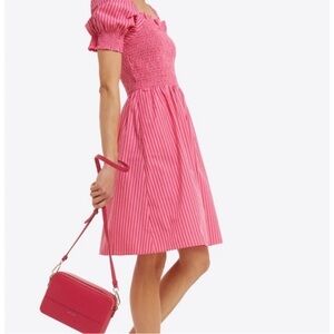 Draper James Cam Smocked Dress in Tonal Stripe Pink M